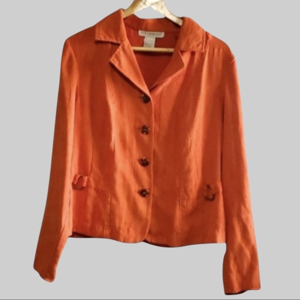 Lightweight orange comfy Requirements jacket size large orange blazer embossed - Picture 13 of 16
